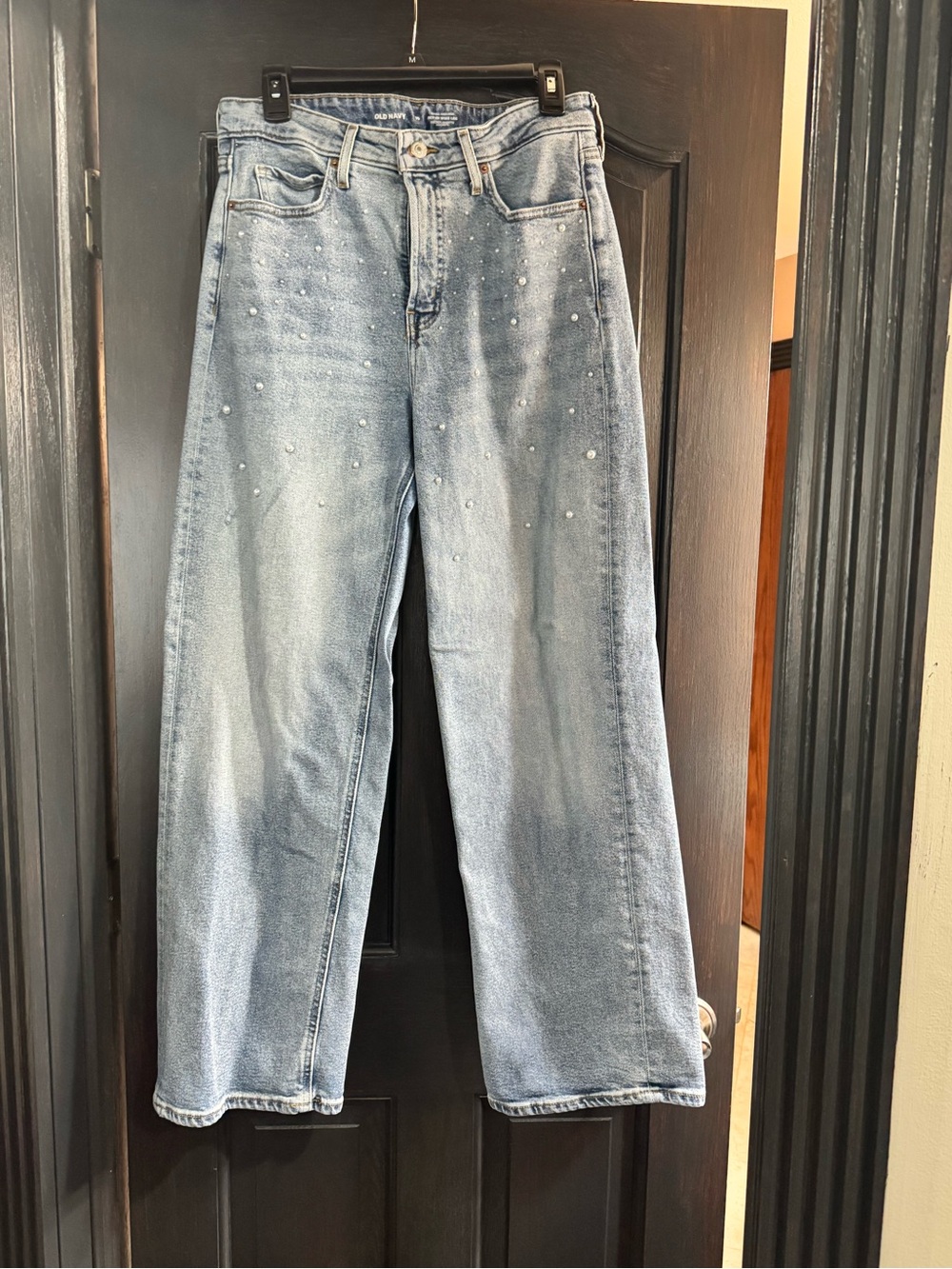 Old Navy Light Blue Wide-Leg Jeans with Stud Accents
